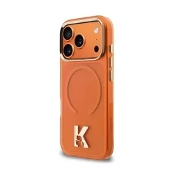 Telefontok iPhone 17 Pro Max - Karl Lagerfeld Head Logo Gold - MagSafe kompatibilis narancssárga hátlap tok-2
