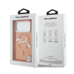 Telefontok iPhone 17 Pro Max - Karl Lagerfeld Choupette Scripted Log - MagSafe kompatibilis narancssárga hátlap tok-3