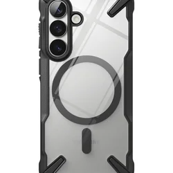 Telefontok Samsung Galaxy S26 - Ringke Fusion X Magnetic - Magsafe kompatibilis átlátszó ütésálló hátlap tok, fekete kerettel-1