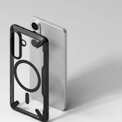 Telefontok Samsung Galaxy S26 - Ringke Fusion X Magnetic - Magsafe kompatibilis átlátszó ütésálló hátlap tok, fekete kerettel-2