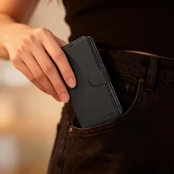 Telefontok Samsung Galaxy S26 - Tech-Protect Wallet - fekete bőr könyvtok, ráhajtófüllel ﻿-3