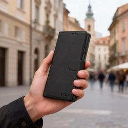 Telefontok Samsung Galaxy S26 - Tech-Protect Wallet - fekete bőr könyvtok, ráhajtófüllel ﻿-4
