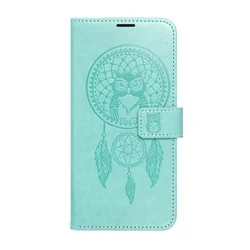 Telefontok Samsung Galaxy S26 Ultra - MEZZO bagoly mintás zöld mágneses szilikon keretes könyvtok-1