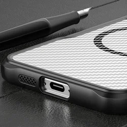 Telefontok iPhone 17e - Defender Carbon Mag - MagSafe kompatibilis, fekete/áttetsző ütésálló hátlap tok-3