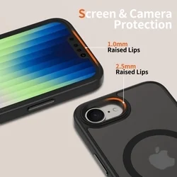 Telefontok iPhone 17e - Tech-Protect Magmat - MagSafe kompatibilis áttetsző műanyag hátlap tok, fekete szilikon kerettel-1