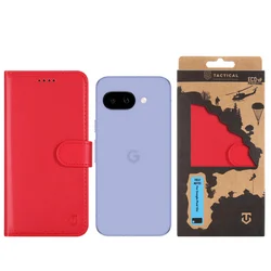 Telefontok Google Pixel 10a - Tactical Field piros szilikon keretes könyvtok mágneses ráhajtófüllel-2