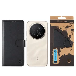 Telefontok Honor Magic8 Pro - Tactical Field fekete szilikon keretes könyvtok mágneses ráhajtófüllel-2