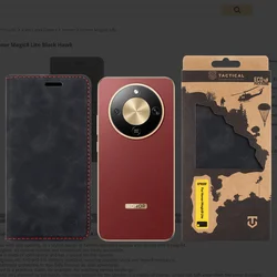 Telefontok Honor Magic8 Lite - Tactical Xproof fekete szilikon keretes mágneses könyvtok-3