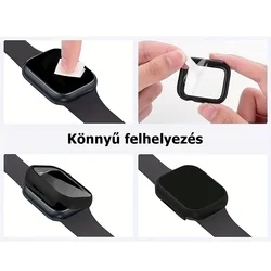 Okosóra védő tok - Aplpe Watch  7 / 8 / 9 (45mm) - fekete, 360°-os műanyag védő tok-2