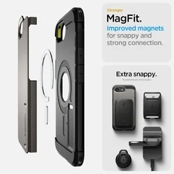 Telefontok iPhone 17e - SPIGEN TOUGH ARMOR MAGSAFE gunmetal szürke tok-9