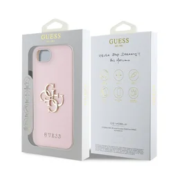 Telefontok iPhone 17e - Guess Grained 4G Metal Logo - pink hátlap tok-6