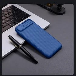 Telefontok iPhone 17e - Nillkin csúsztatható kameravédős kék hátlap tok-2