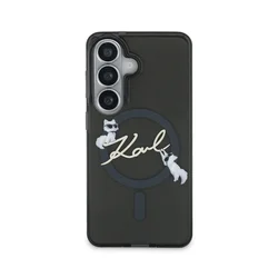 Telefontok Samsung Galaxy S26 - Karl Lagerfeld IML Choupette Karl Script Logo - MagSafe kompatibilis, fekete hátlap tok ﻿-2