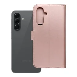 Telefontok Samsung Galaxy A56 5G - MEZZO bagoly mintás rose gold mágneses szilikon keretes könyvtok-1