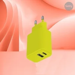 Setty LSIM-AC-2010 - USB / Type-C (USB-C) lime hálózati töltő fej, 20W-1