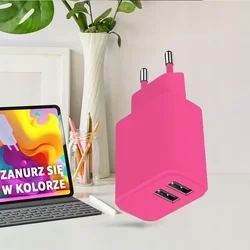 Setty LSIM-AA-126 - 2XUSB hotpink hálózati töltő fej, 2,4A-1