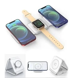 Dudao A11N - 3in1 fehér induktív töltőállomás + Type-C/Type-C kábel, 15W-4