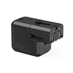 Telefon töltő: Choetech PD6038 - USA EU UK AU átalakító, USB / Type-C (USB-C) portos töltőfej, 20W-3