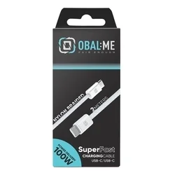 Kábel: OBAL:ME - Type-C / Type-C (USB-C) fehér szövet kábel, 2m/100W-1