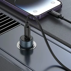 Autós töltő HOCO Z57 - Type-C (USB-C) szivartöltő fej 30W, fekete + Lightning / Type-C (USB-C) kábel, 1m-3