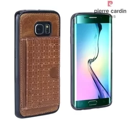 Telefontok Samsung Galaxy S6 Edge - Pierre Cardin Bőr + Szilikon Tok - G925 - Barna (8719273214619)-2