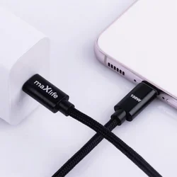 Maxlife MXUC-12 Kábel - Type-C (USB-C) / Type-C (USB-C) fekete szövet kábel 2m, 100W-2