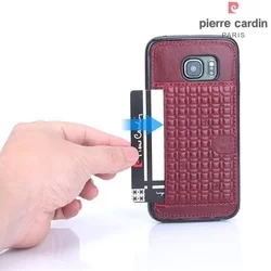 Telefontok Samsung Galaxy S6 Edge - Pierre Cardin Bőr + Szilikon Tok - G925 - Piros (8719273214626)-1