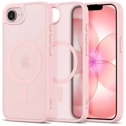 Telefontok iPhone 17e - Tech-Protect Basicmag - MagSafe kompatibilis áttetsző műanyag hátlap tok, pink szilikon kerettel-1