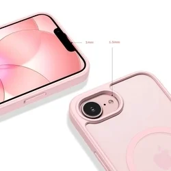 Telefontok iPhone 17e - Tech-Protect Basicmag - MagSafe kompatibilis áttetsző műanyag hátlap tok, pink szilikon kerettel-3
