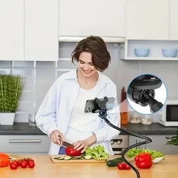 Univerzális csíptethető telefontartó állvány - fekete, 360°-ban forgatható fej, flexibilis kar-6