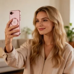 Telefontok iPhone 16e - Tech-Protect Magflex - MagSafe kompatibilis átlátszó hátlap tok, rosegold szilikon kerettel ﻿-5