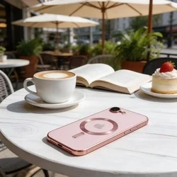 Telefontok iPhone 16e - Tech-Protect Magflex - MagSafe kompatibilis átlátszó hátlap tok, rosegold szilikon kerettel ﻿-6