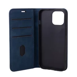 Telefontok iPhone 11 - Suede - kék mágneses szilikon keretes könyvtok ﻿-2