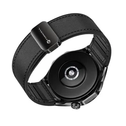 Okosóra szíj - Huawei Watch GT / GT2 / GT2 Pro (46 mm) / GT Runner 2 - F-Design FS20 - fekete eco-bőr szíj (22 mm)-4