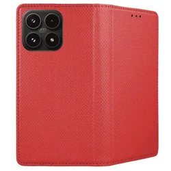 Telefontok Xiaomi 17 - piros mágneses szilikon keretes könyvtok-2