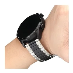 Okosóra szíj - Samsung Galaxy Watch 3 (45 mm) - ezüst/fekete rugalmas fém szíj (22 mm)-1