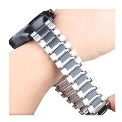 Okosóra szíj - Xiaomi Watch S1 / Watch S1 Active - ezüst/fekete rugalmas fém szíj (22 mm)-2