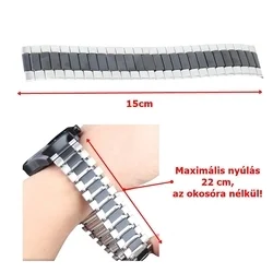 Okosóra szíj - Xiaomi Watch 2 / 2 Pro - ezüst/fekete rugalmas fém szíj (22 mm)-3