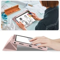 Tablettok Samsung Galaxy Tab A9+ Plus 11.0 X210 / X216 - pink smart case tablet tok, ceruza tartóval-7