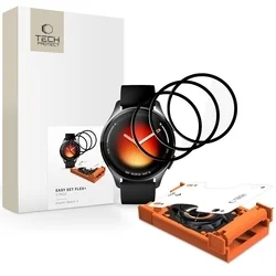 Xiaomi Watch 5 okosóra kijelzővédő fekete keretes fólia (3 db) felhelyezést segítővel-2