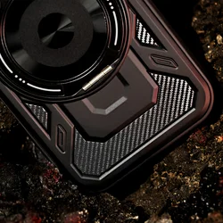 Telefontok Xiaomi Redmi Note 15 5G - Defender Armor Mag - MagSafe kompatibilis fekete ütésálló hátlap tok, kitámasztóval ﻿-2