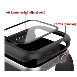 Okosóra védő tok - Apple Watch 4 / 5 / 6 / SE / SE 2 / SE 3 (44mm) - fekete, 360°-os műanyag védő tok-1