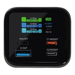 Tactical Squad - szürke powerbank, 2XType-C (USB-C) / USB porttal, 27000 mAh, 65W, TFT kijelzővel-2