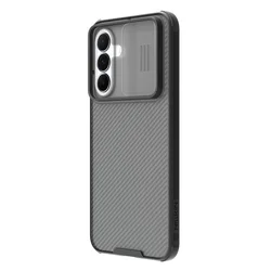 Telefontok Samsung Galaxy A37 5G - Nillkin csúsztatható kameravédős áttetsző / fekete hátlap tok-1