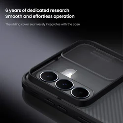 Telefontok Samsung Galaxy A37 5G - Nillkin csúsztatható kameravédős áttetsző / fekete hátlap tok-2