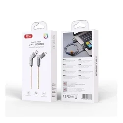 XO NB276 - 4in1 kábel - (USB - Lightning / Type-C / MicroUSB) szövetkábel, 60W, 1m-2