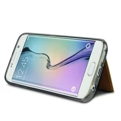 Telefontok Samsung Galaxy S6 Edge - Pierre Cardin Bőr + Szilikon Tok - G925 - Barna (8719273214794)-1