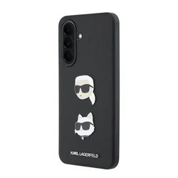 Telefontok Samsung Galaxy A37 5G - Karl Lagerfeld - Metal Karl & Choupette - hátlap tok, fekete-1
