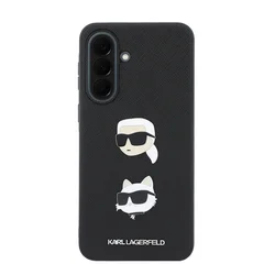 Telefontok Samsung Galaxy A37 5G - Karl Lagerfeld - Metal Karl & Choupette - hátlap tok, fekete-2