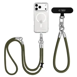 Telefontok Tech-Protect C10S Rope - univerzális tokba helyezhető váll- és csuklópánt - zöld-3